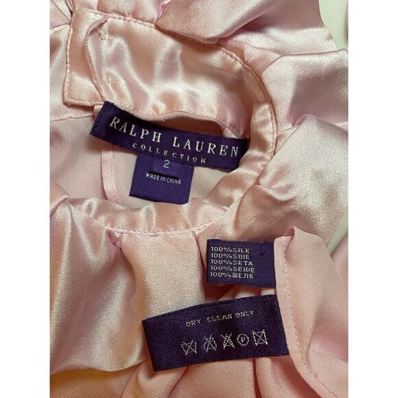 Ralph Lauren Collection Purple Label Ruffle Collar Silk Blouse Tie Neck Pink 2 - Picture 7 of 15
